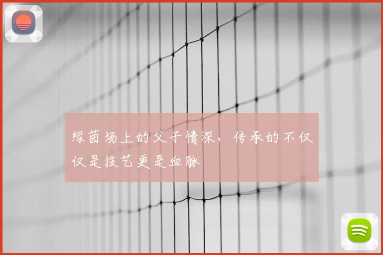 绿茵场上的父子情深，传承的不仅仅是技艺更是血脉